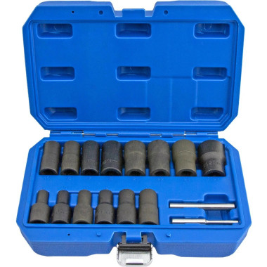 Набор головок-экстракторов для поврежденных болтов и гаек 1/2&quot;, 8-27мм, 16 предметов — MOTORTOOL
